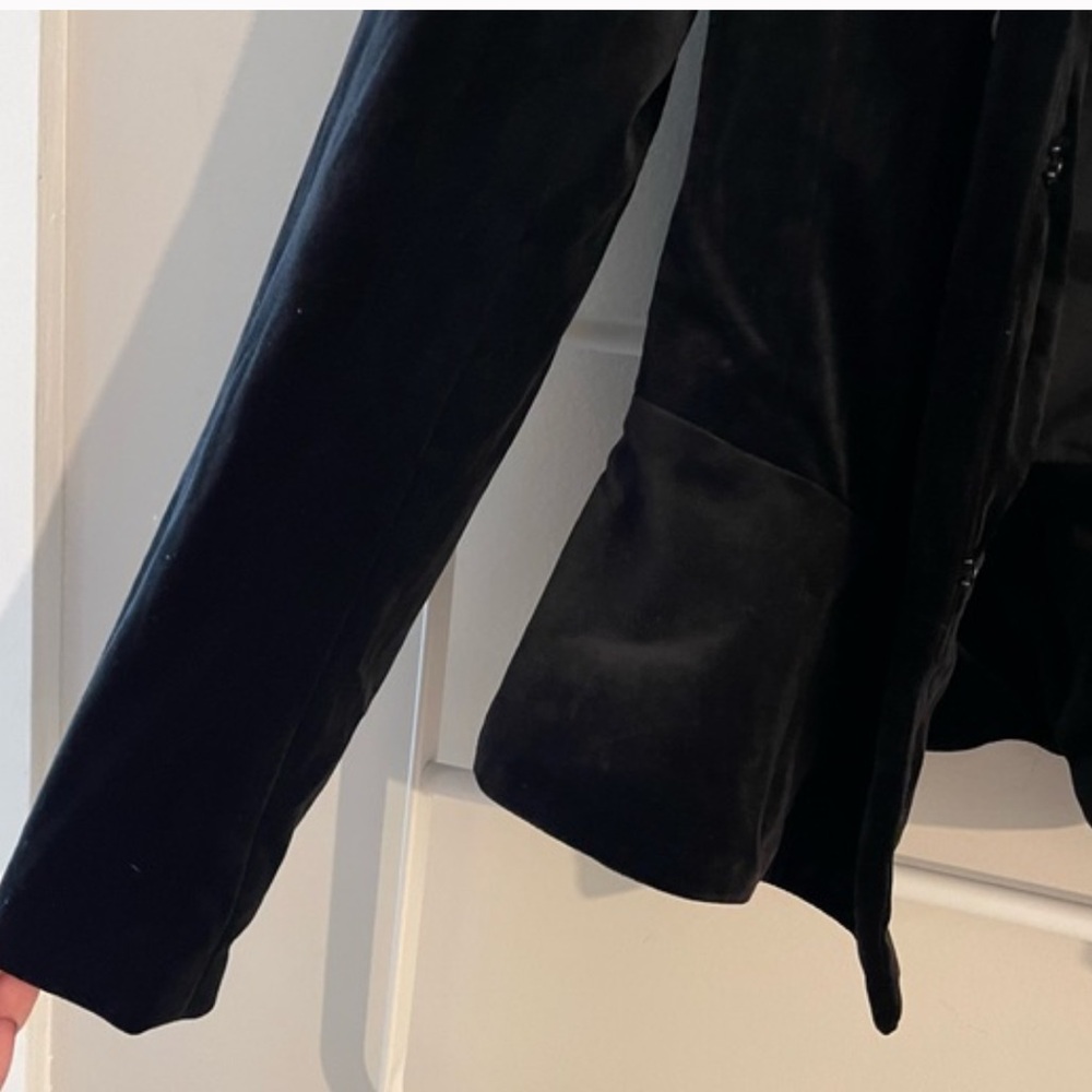 Amaryllis Black Velvet Military Style Peplum Jacket with Pearl Buttons - Picture 5 of 5